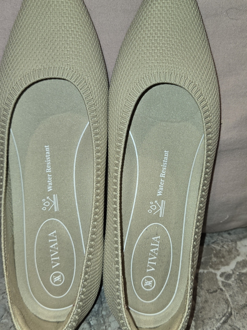 Sage Green Knit Pointed-Toe Flats